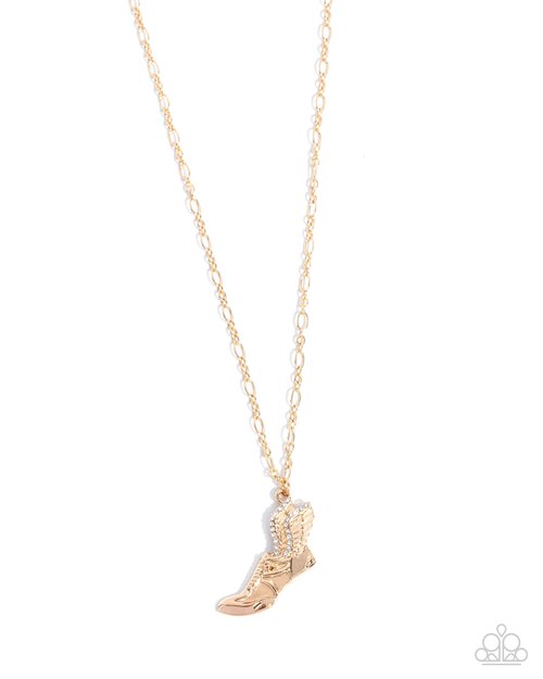 Dazzling-Yard Dash - Gold - Paparazzi Necklace Image