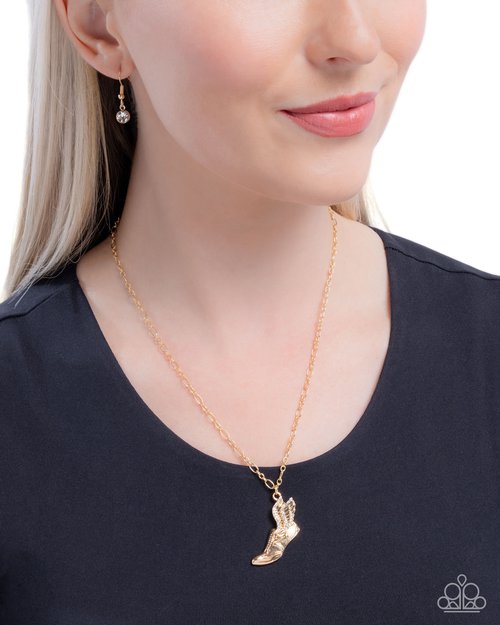 Dazzling-Yard Dash - Gold - Paparazzi Necklace Image