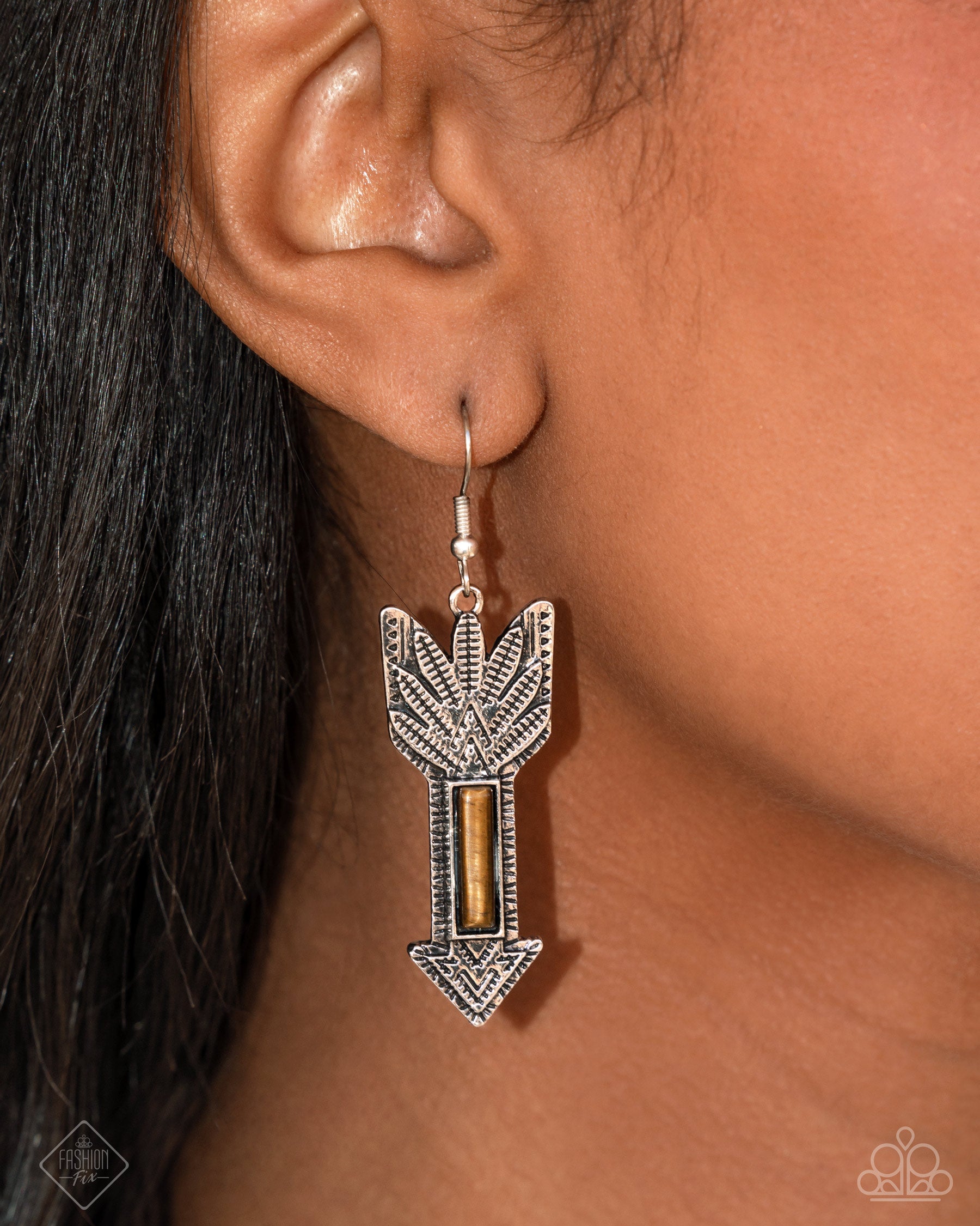 Elemental Exhibit - Brown - Paparazzi Earring Image
