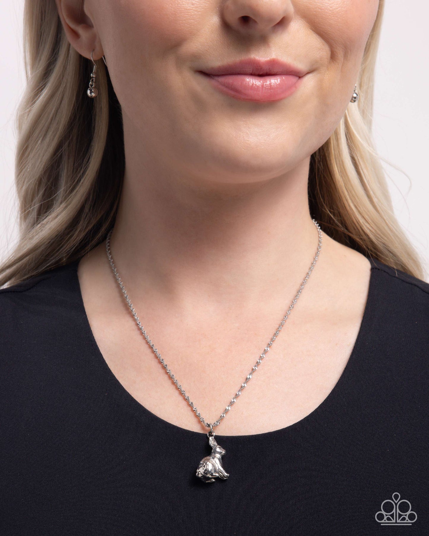 Dont Worry, Be HOPPY - Silver - Paparazzi Necklace Image