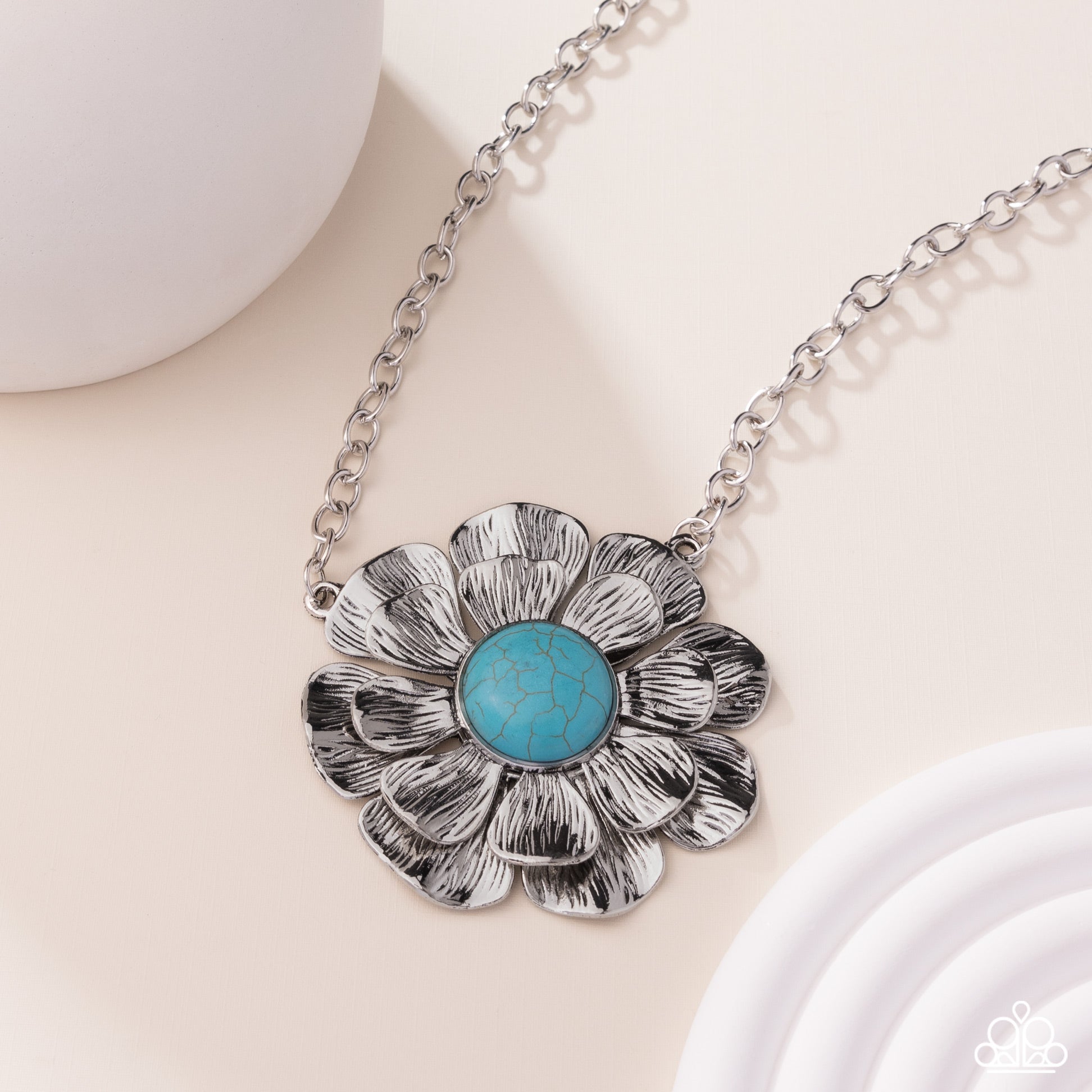 Floral Form - Blue - Paparazzi Necklace Image
