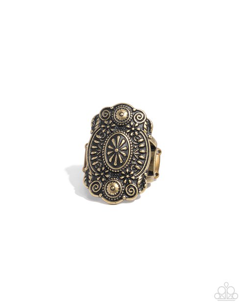 Frenetic Frame - Brass - Paparazzi Ring Image