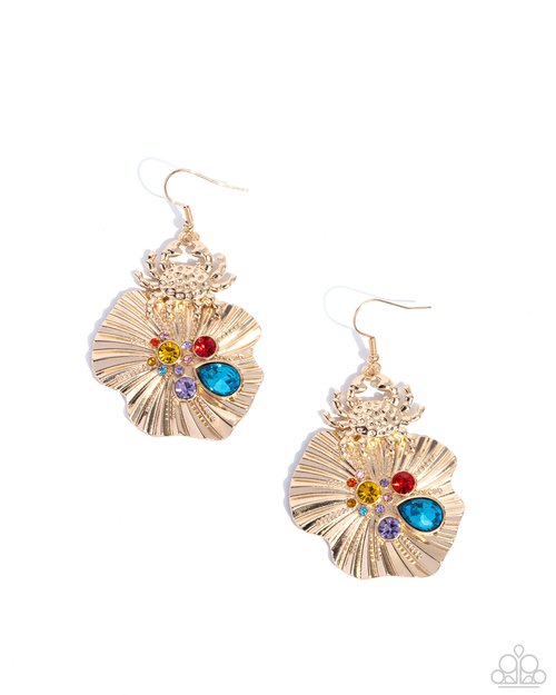 Capricious Crab - Gold - Paparazzi Earring Image