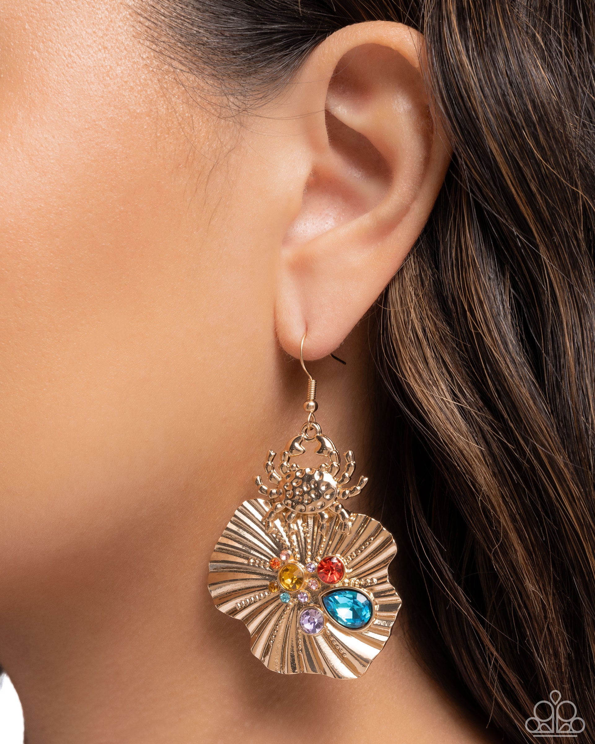 Capricious Crab - Gold - Paparazzi Earring Image
