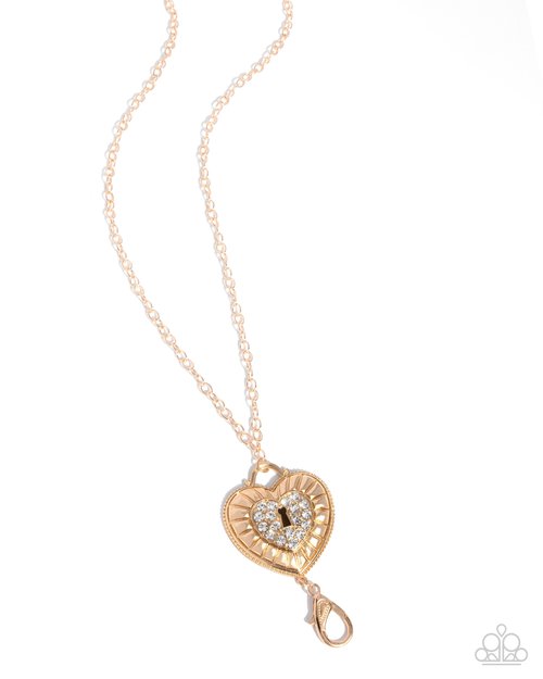 Panoramic Padlock - Gold - Paparazzi Necklace Image