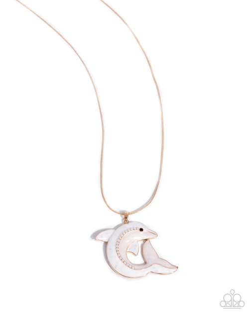 Dolphin Dive - Gold - Paparazzi Necklace Image