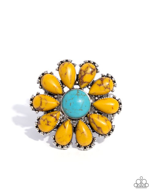 Firm Florals - Yellow - Paparazzi Ring Image