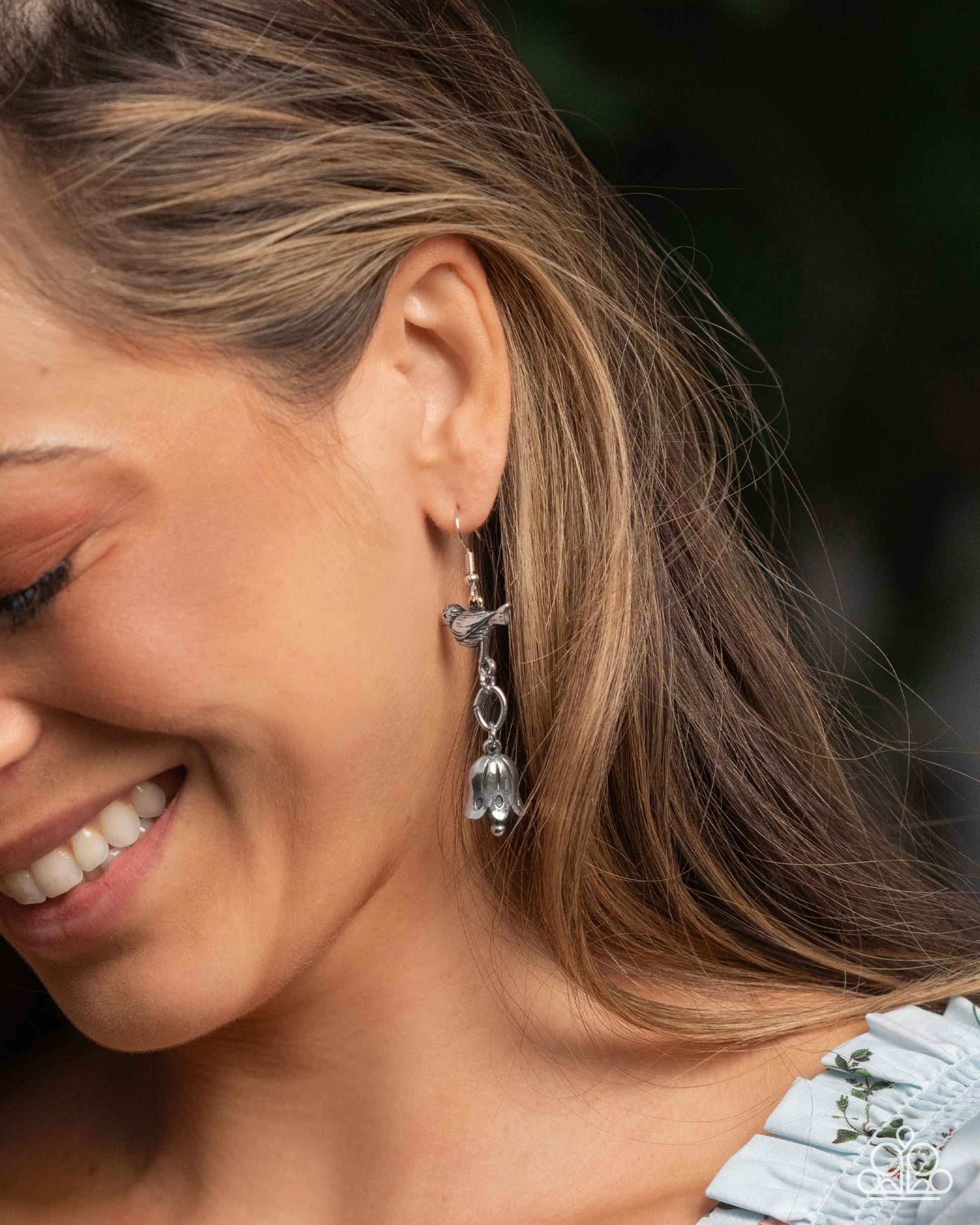 Balancing Bird - Silver - Paparazzi Earring Image