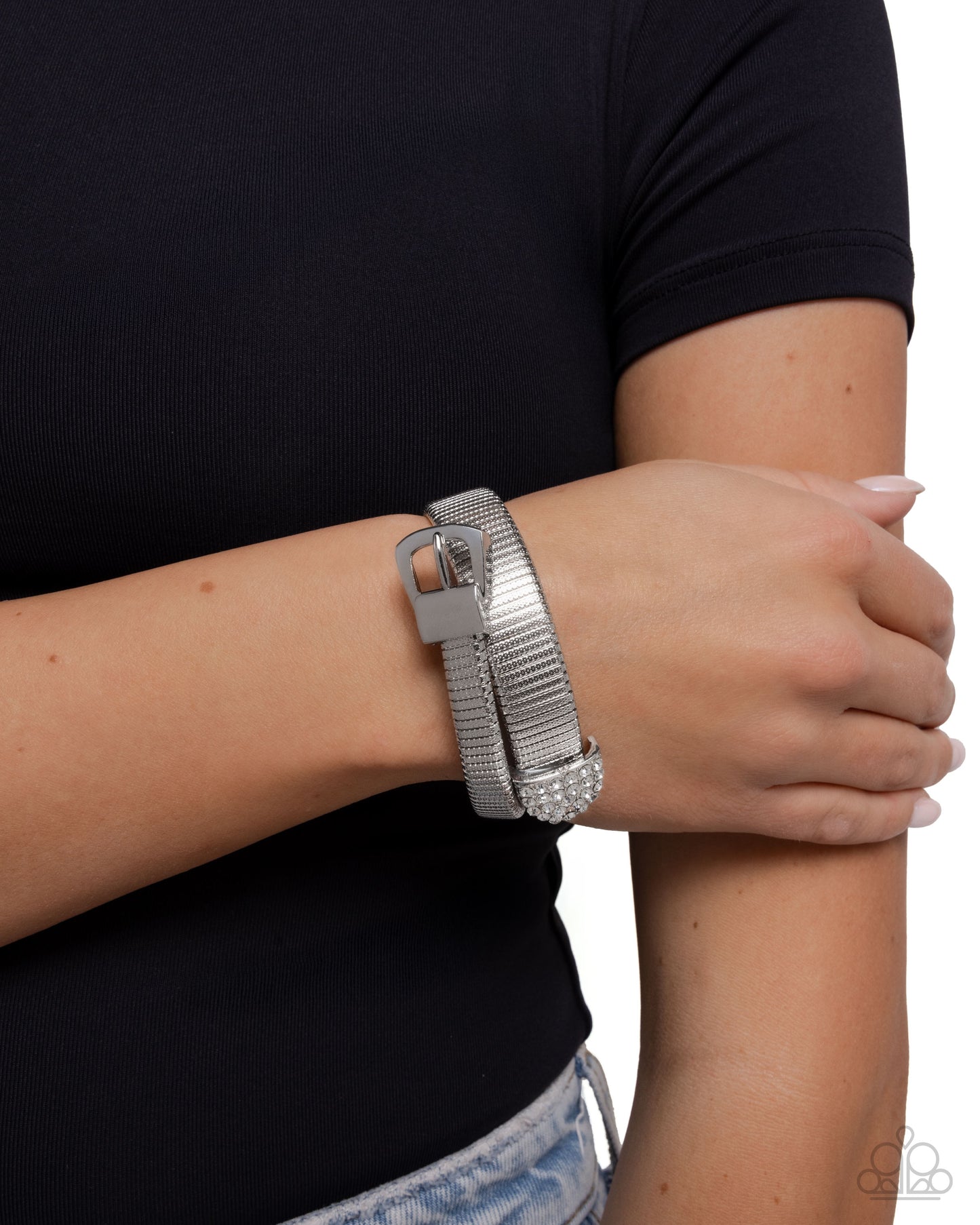 Belted Brilliance - White - Paparazzi Bracelet Image