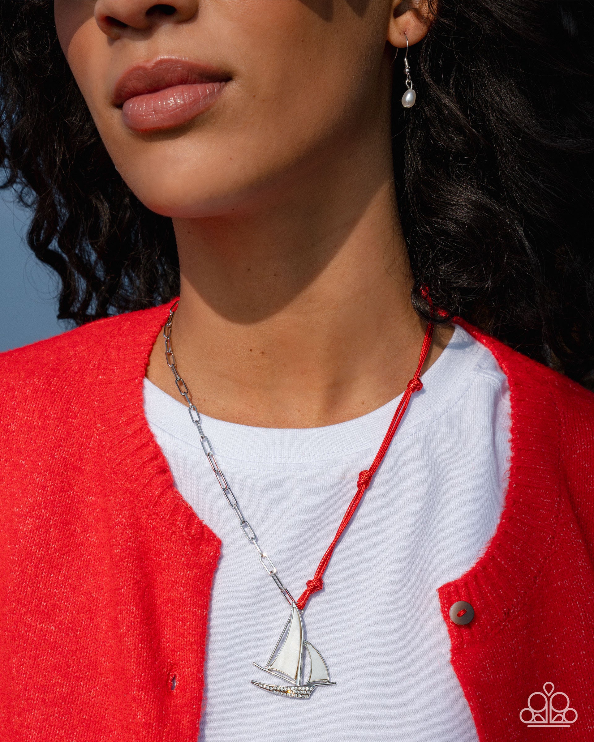 Sailboat Shimmer - Red - Paparazzi Necklace Image