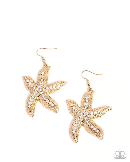 Seize the Starfish - Gold - Paparazzi Earring Image