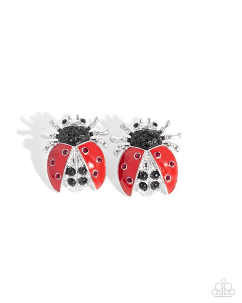 Lavish Ladybug - Red - Paparazzi Earring Image