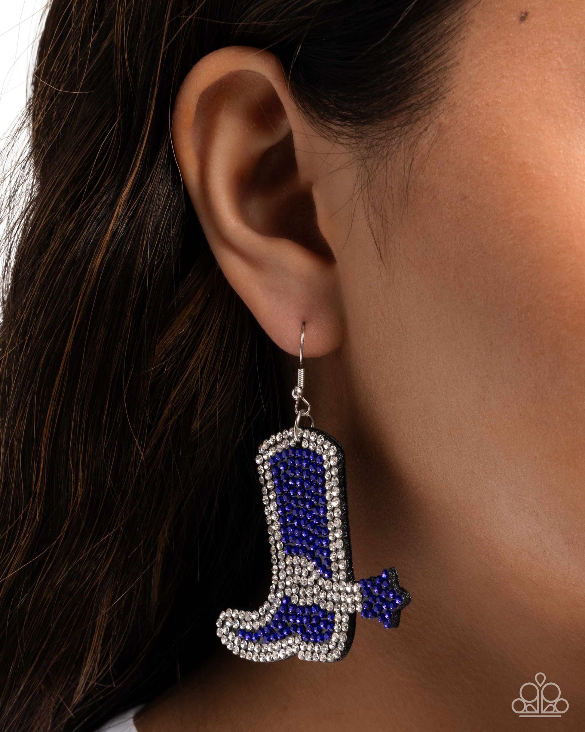Benevolent Boot - Blue - Paparazzi Earring Image