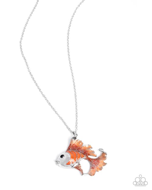 Flashy Fish - Orange - Paparazzi Necklace Image