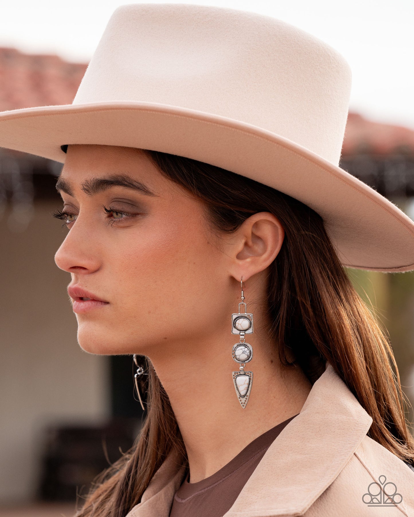 Rustic Reputation - White - Paparazzi Earring Image