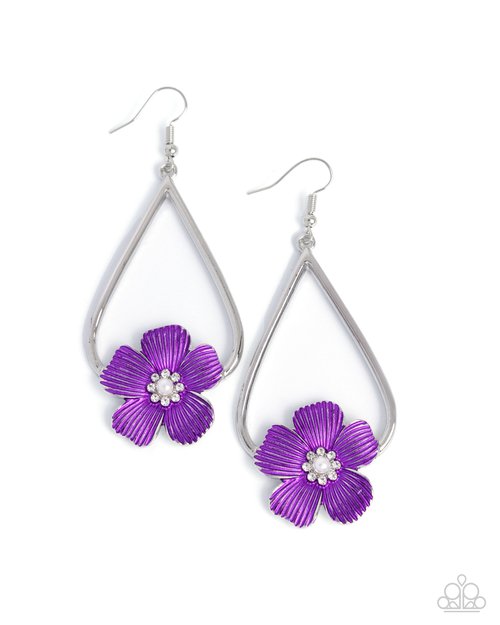 Tropical Teardrop - Purple - Paparazzi Earring Image
