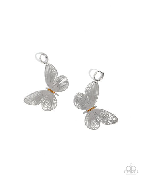 Fluttering Folk - Orange - Paparazzi Earring Image