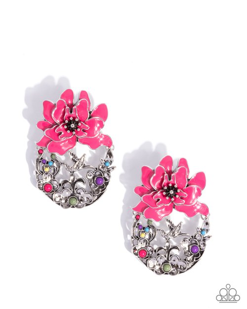 Hummingbird Homecoming - Pink - Paparazzi Earring Image