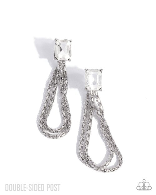Cascading Collection - White - Paparazzi Earring Image