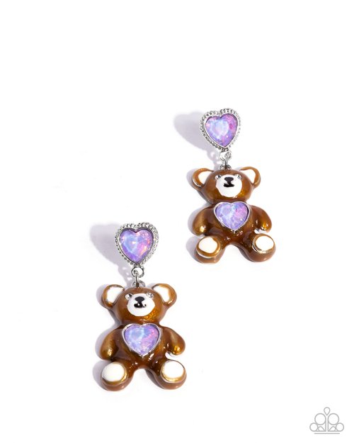 Traditional Teddy - Purple - Paparazzi Earring Image