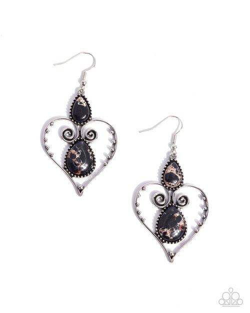 Selfless Stones - Black - Paparazzi Earring Image