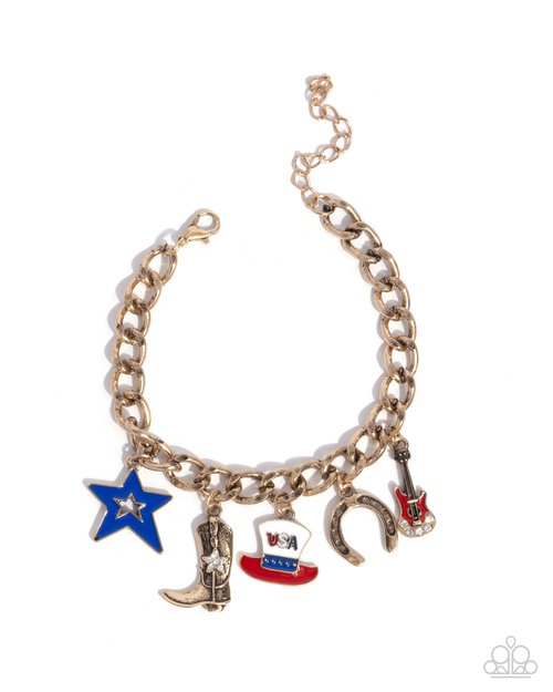 All-American Adornment - Gold - Paparazzi Bracelet Image
