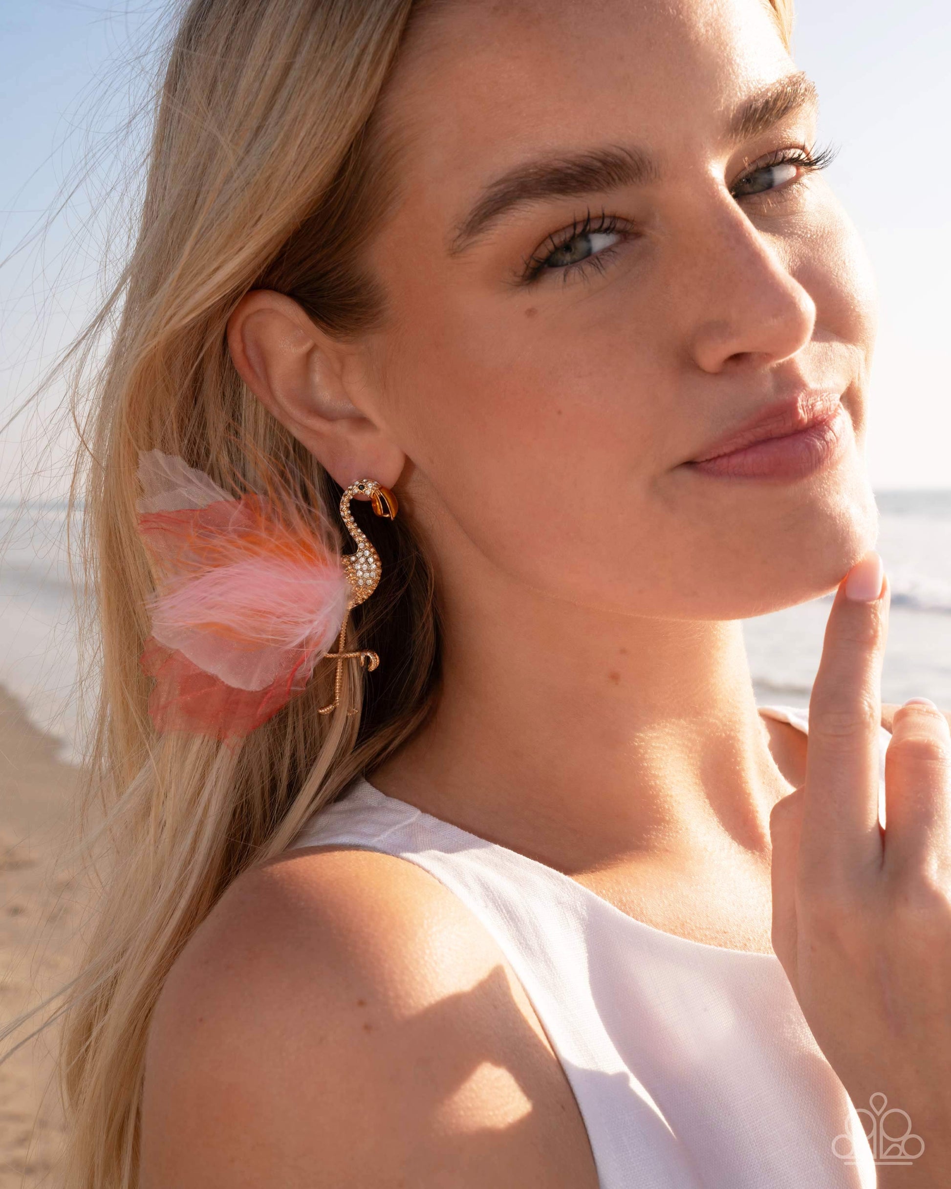 Feathered Flamingo - Orange - Paparazzi Earring Image