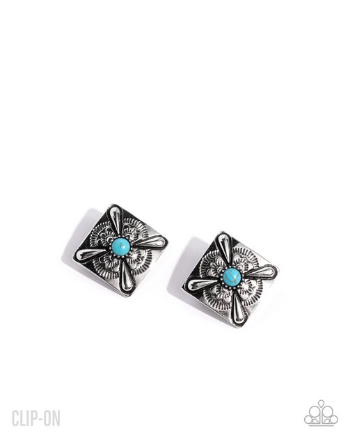 Stony Stencil - Blue - Paparazzi Earring Image