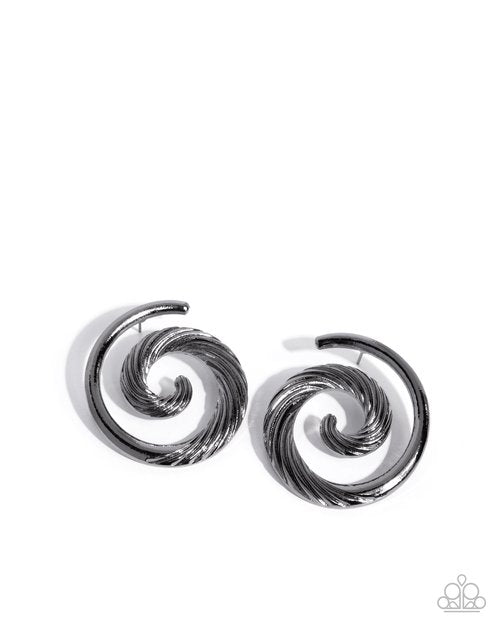 Spiral Silhouette - Black - Paparazzi Earring Image