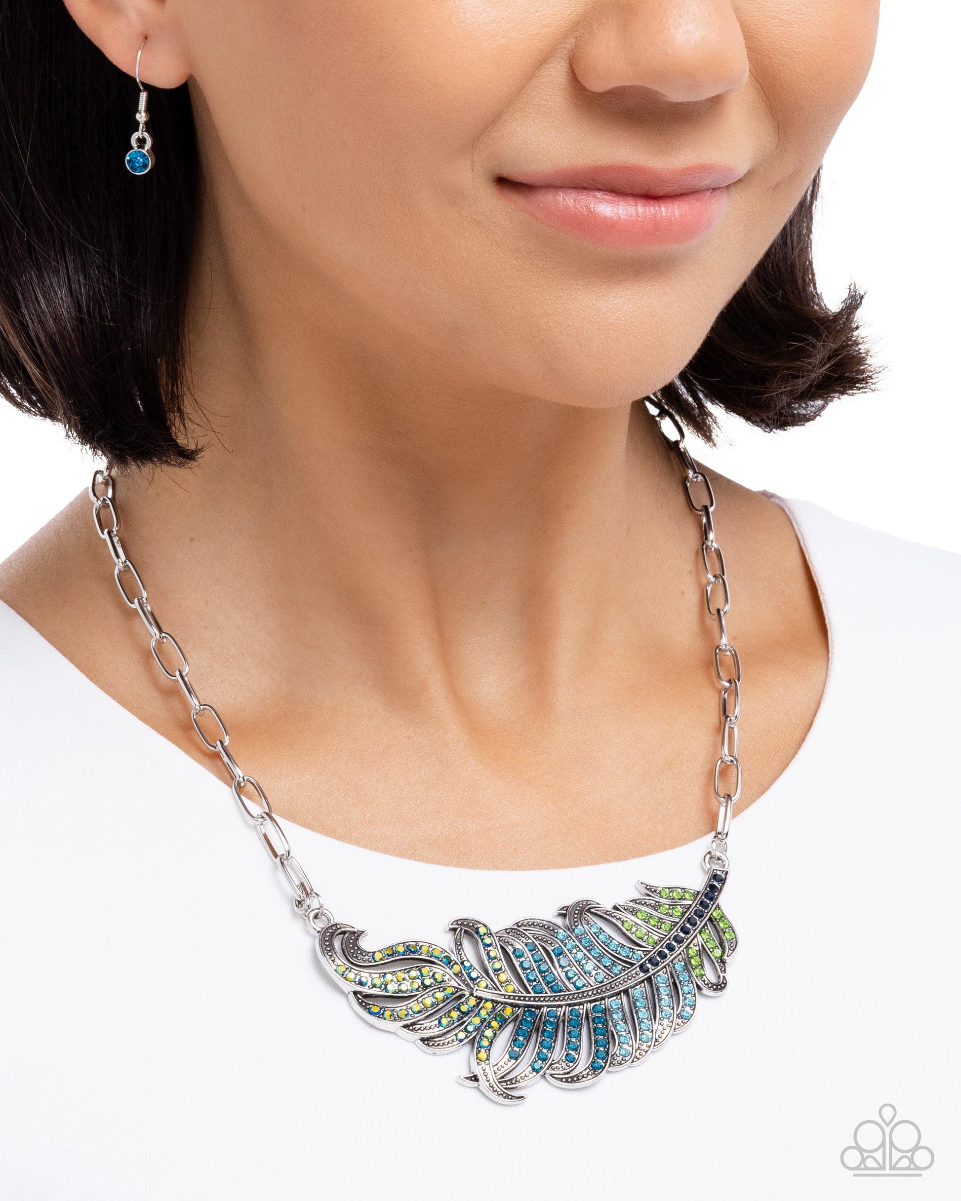 Fancy Feather - Blue - Paparazzi Necklace Image