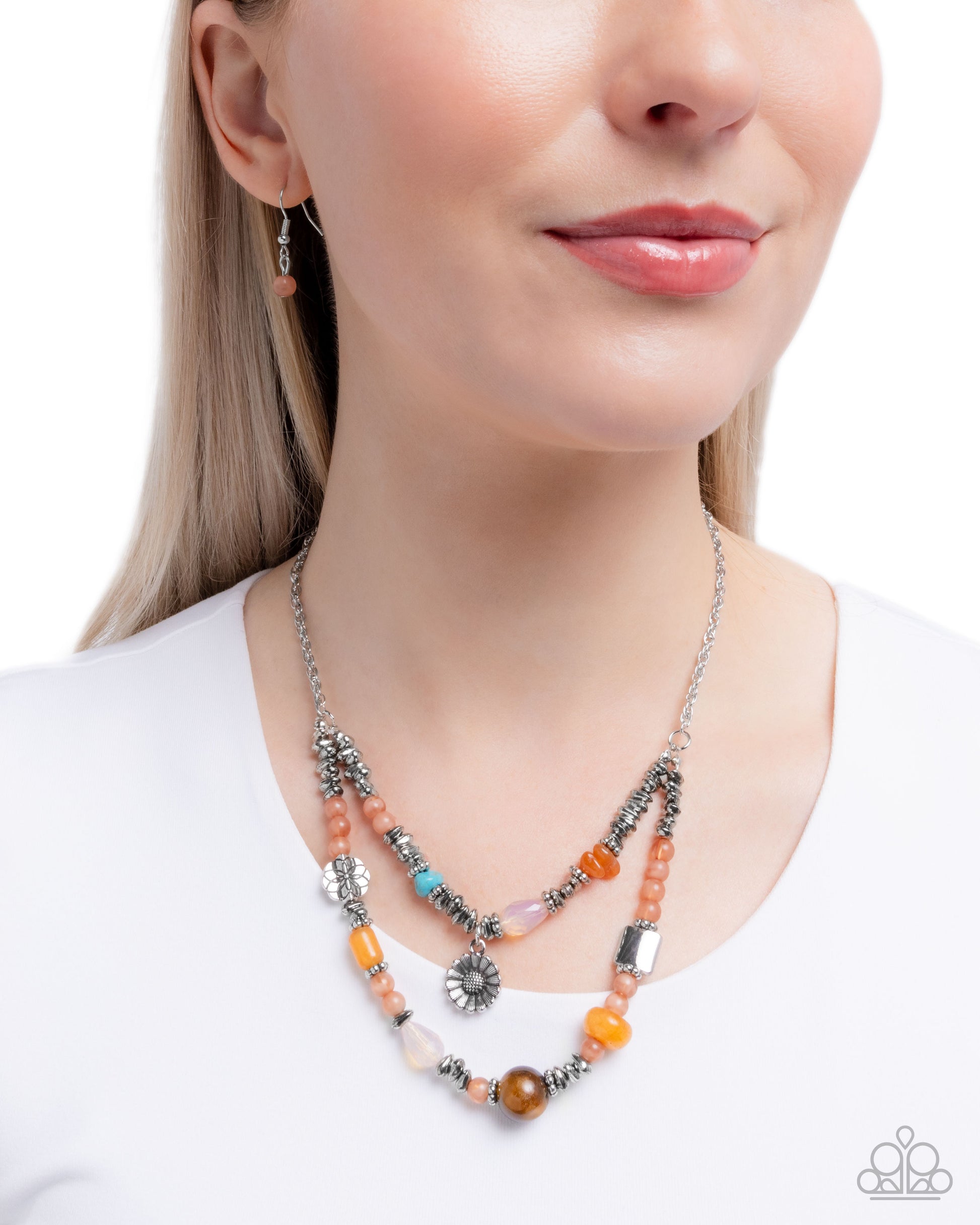 Blooming Barricade - Orange - Paparazzi Necklace Image