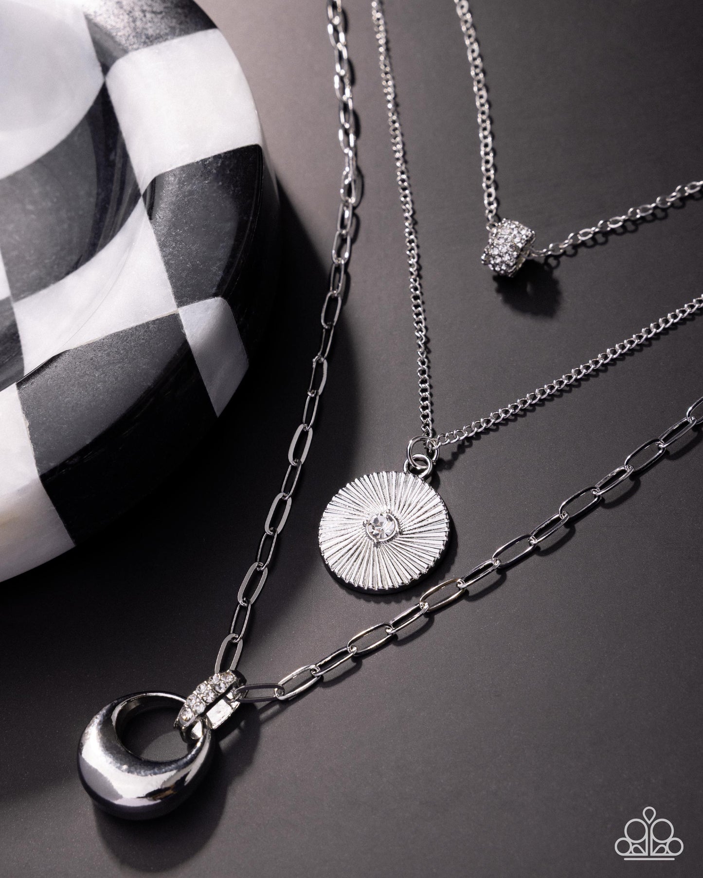 Layered Lineup - White - Paparazzi Necklace Image