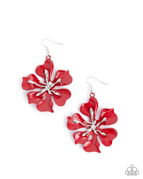 Floral Faction - Red - Paparazzi Earring Image