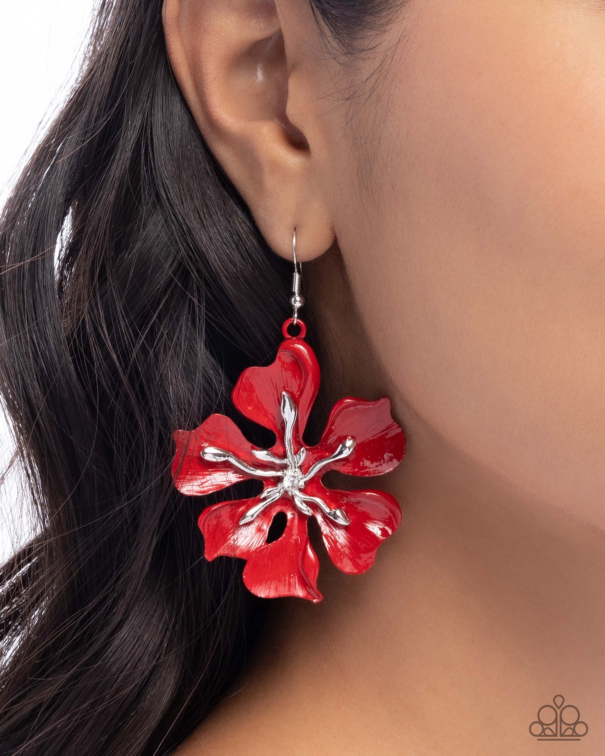 Floral Faction - Red - Paparazzi Earring Image