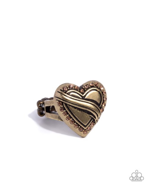 Hint of Heartbreak - Brass - Paparazzi Ring Image