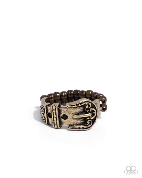 Buckle Bravado - Brass - Paparazzi Ring Image