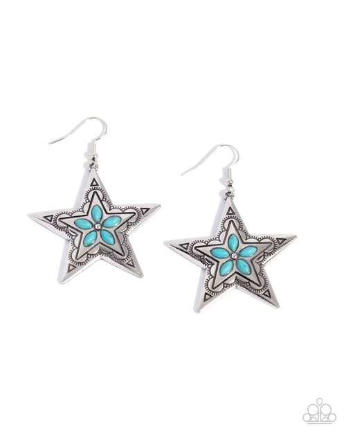 Sheriff Santa Fe - Blue - Paparazzi Earring Image
