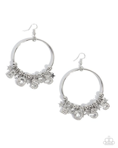Boss Level - White - Paparazzi Earring Image