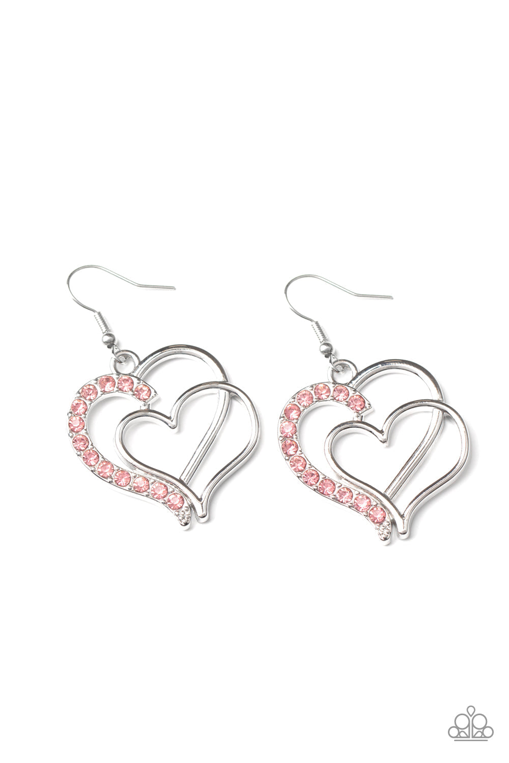 Paparazzi Earring ~ Double the Heartache - Pink