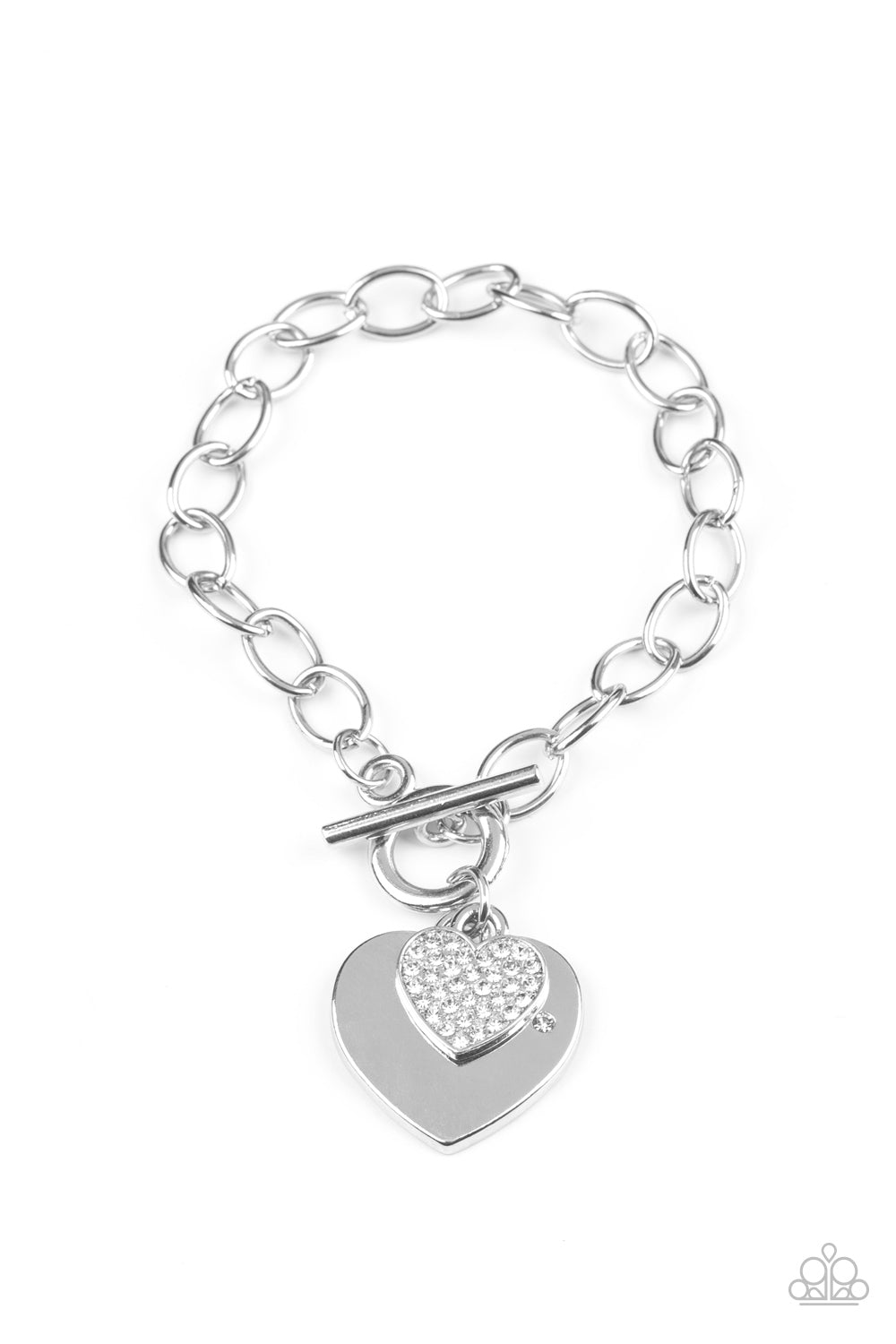 Paparazzi Bracelet ~ Heartbeat Bedazzle - White