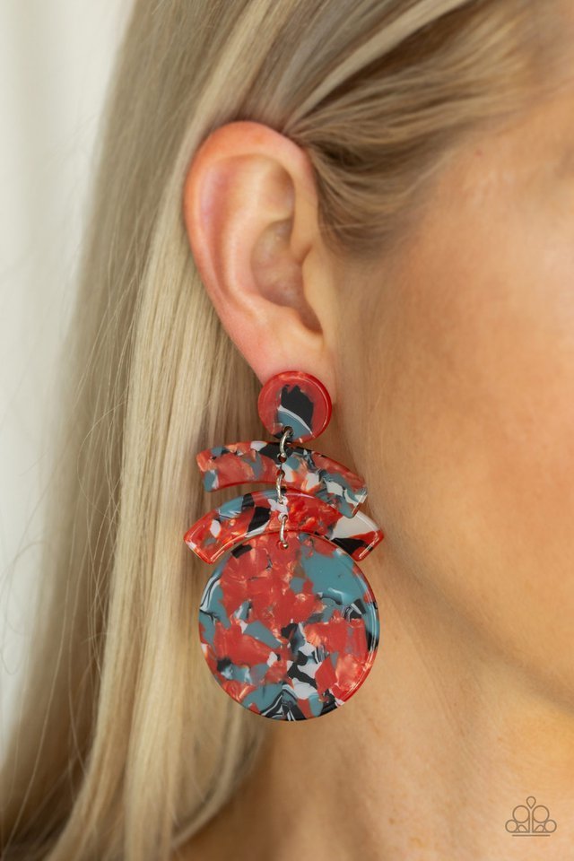 Paparazzi Earring ~ In The HAUTE Seat - Orange