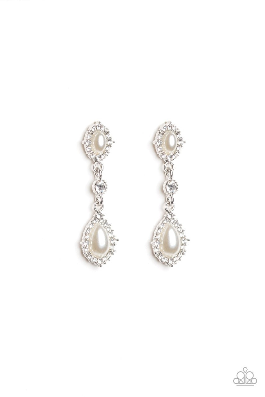 Paparazzi Earring ~ All-Glowing - White