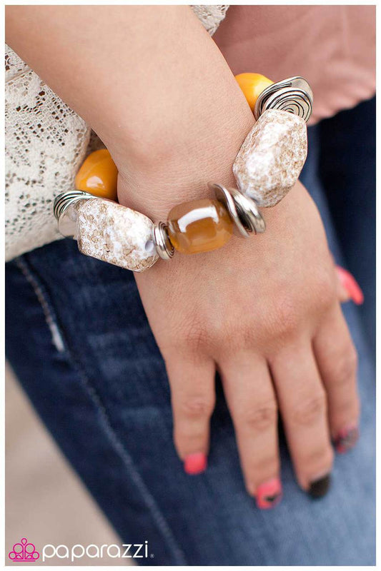 Paparazzi Blockbuster Bracelet - Glaze of Glory - Brown / Peach