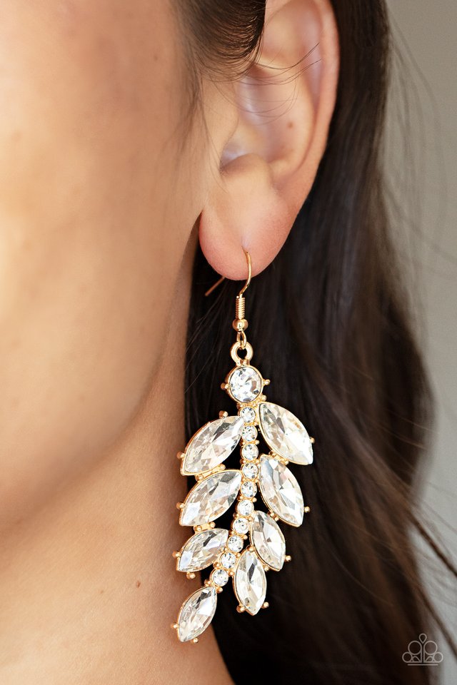 Ice Garden Gala - Gold - Paparazzi Earring Image