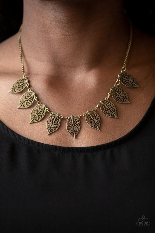 Paparazzi Necklace ~ Leafy Lagoon - Brass