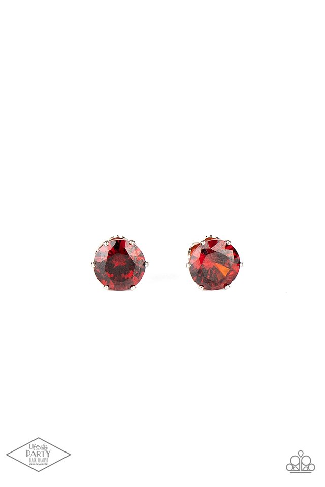 Greatest Treasure - Red Post - Paparazzi Earring Image
