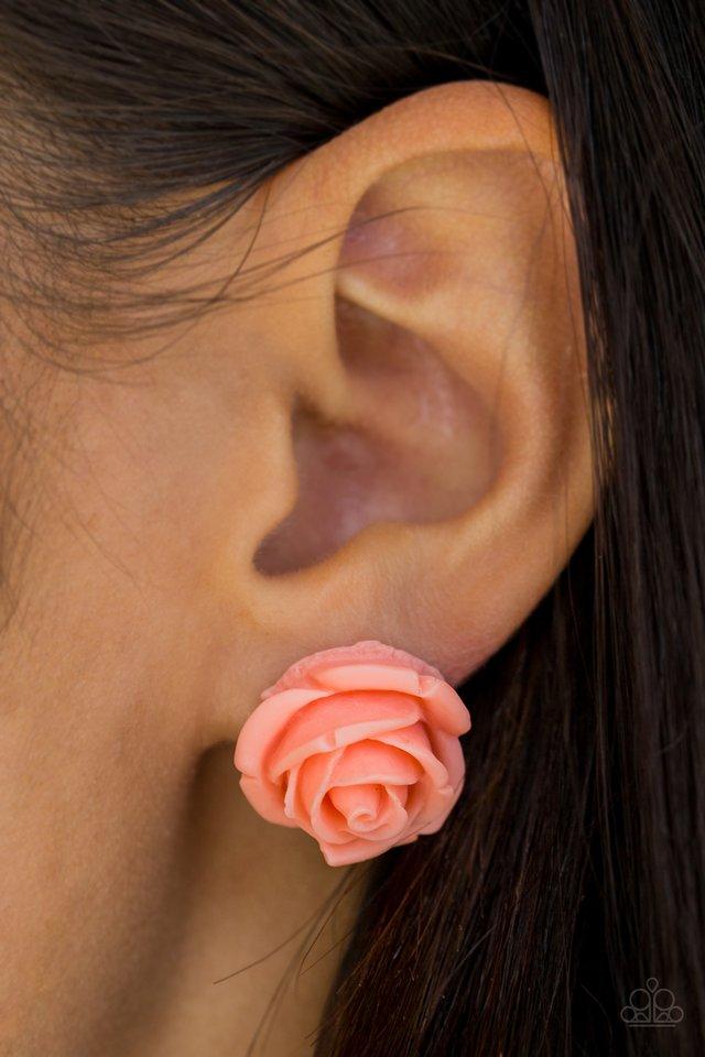 Paparazzi Earrings - Rose Roulette - Orange