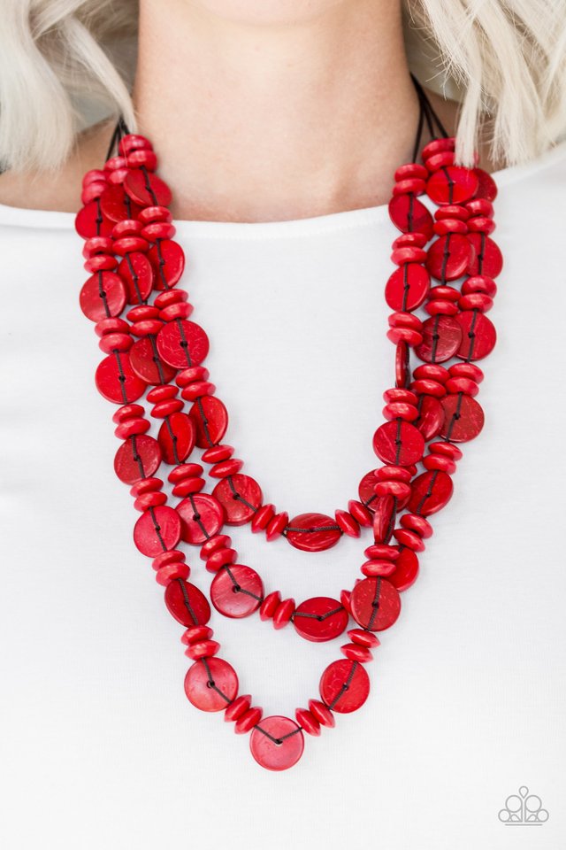 Barbados Bopper - Red - Paparazzi Necklace Image