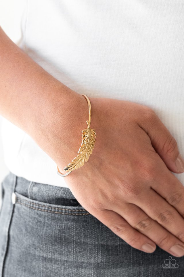 How Do You Like This FEATHER? - Gold - Paparazzi Bracelet Image