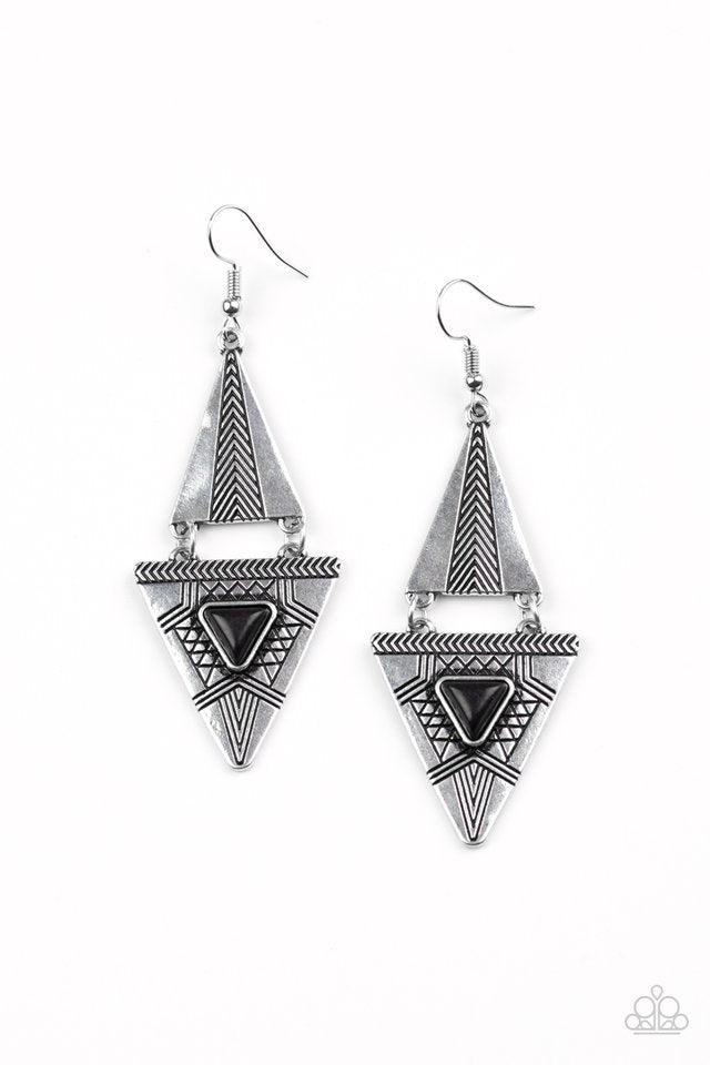 El Paso Edge - Black - Paparazzi Earring Image